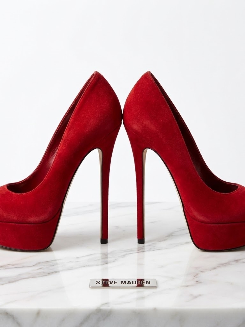 Steve Madden Red Suede High Heel Platform Stiletto Pumps